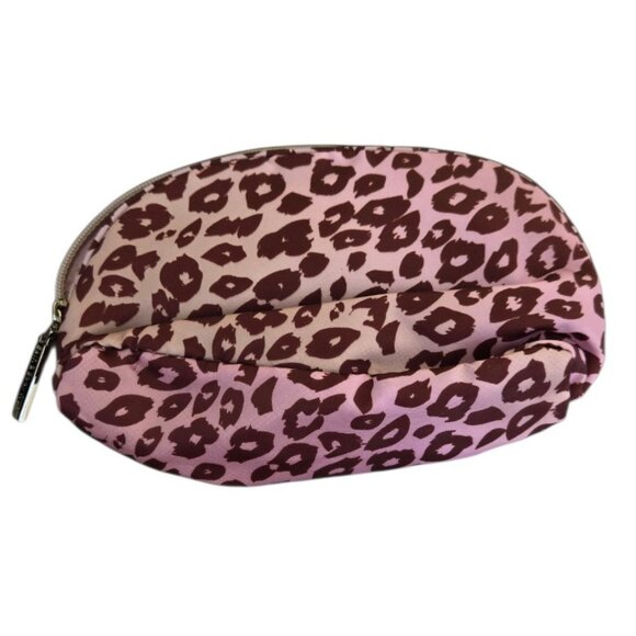 Bath & Body Works Leopard Print Crossbody Tote & Cosmetics Bag Pink Brown - Picture 7 of 9